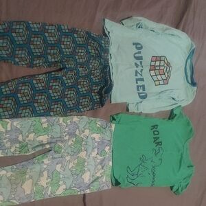 Bamboo Dinosaur and Puzzle Pajama Set